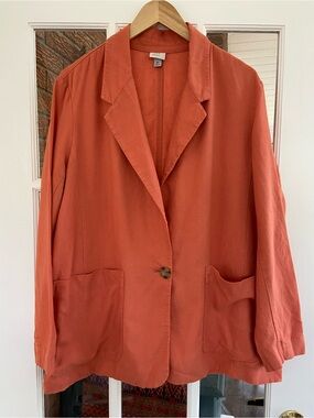 A New Day Rust Orange/Coral Linen Blend Blazer Jacket Women’s XL